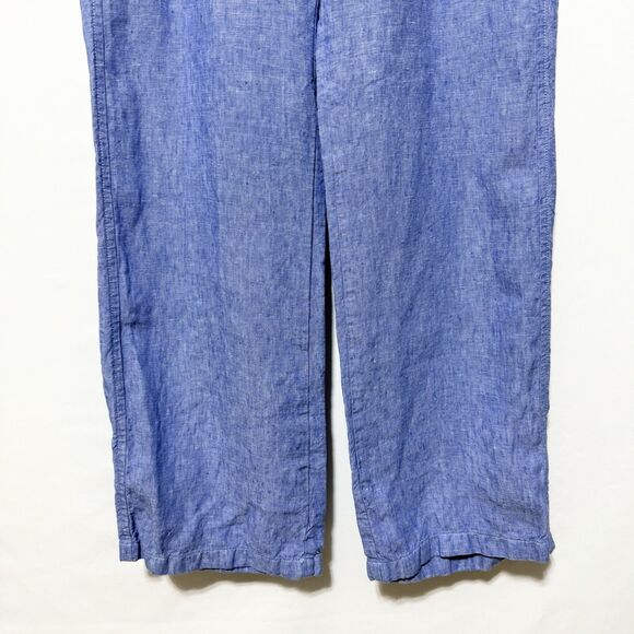 Lilly Pulitzer Pants Size Large Blue Chambray Linen Pull On Straight Wide Leg - Picture 4 of 13